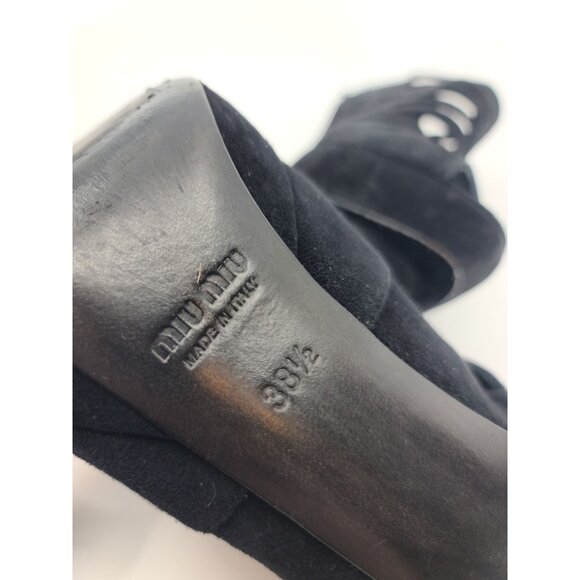 Miu Miu Black Suede Platform Multi-Strap Open Toe Sandals Size 38.5 - Picture 6 of 7